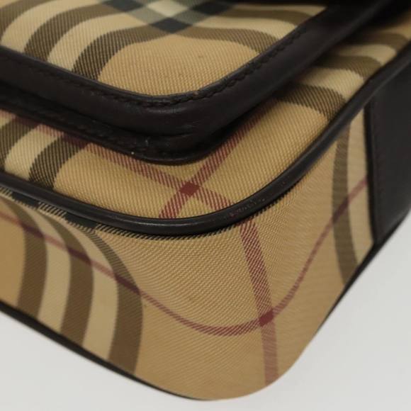 BURBERRY Nova Check Shoulder Bag PVC Silver Beige Auth 99326 - Picture 9 of 16